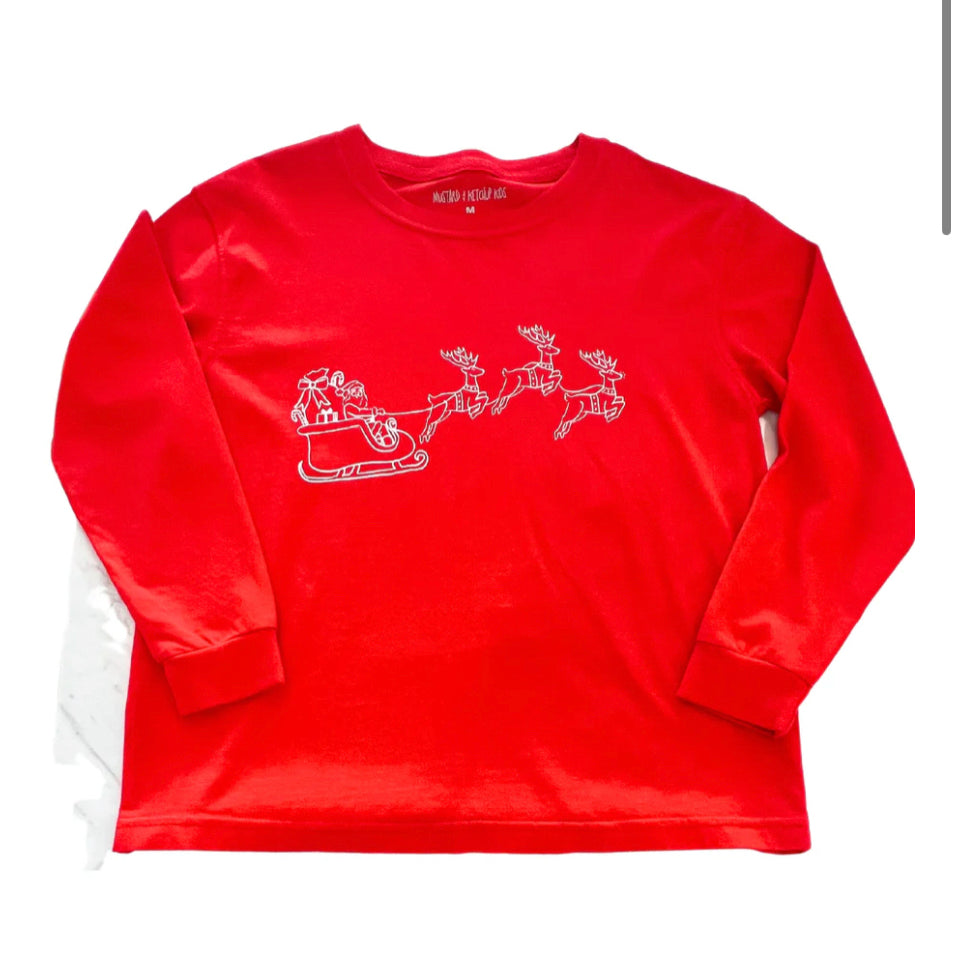 Long Sleeve Christmas Santa Sleigh T-Shirt