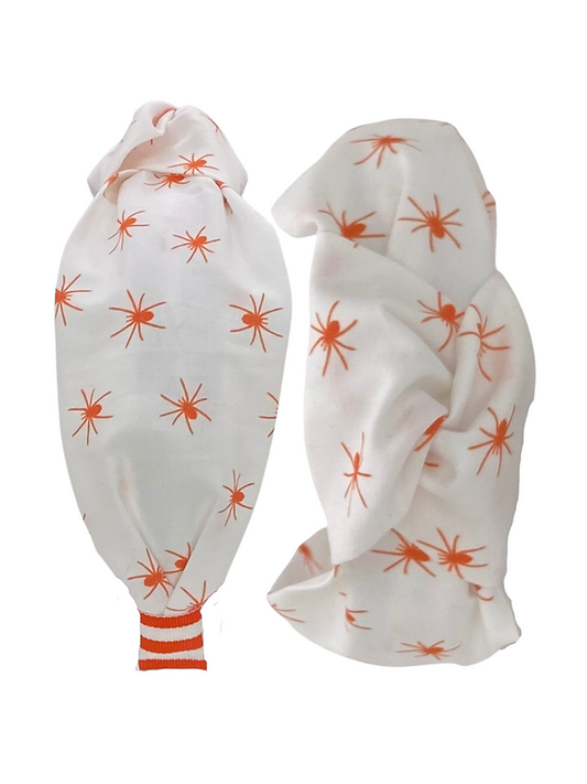 White with Orange Spiders Headband