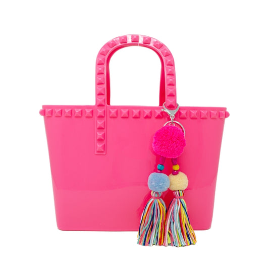 Tiny Jelly Tote Handbag/Purse-Hot Pink