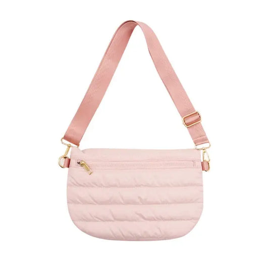 Pink Puffer Messenger Crossbody Shoulder Bag