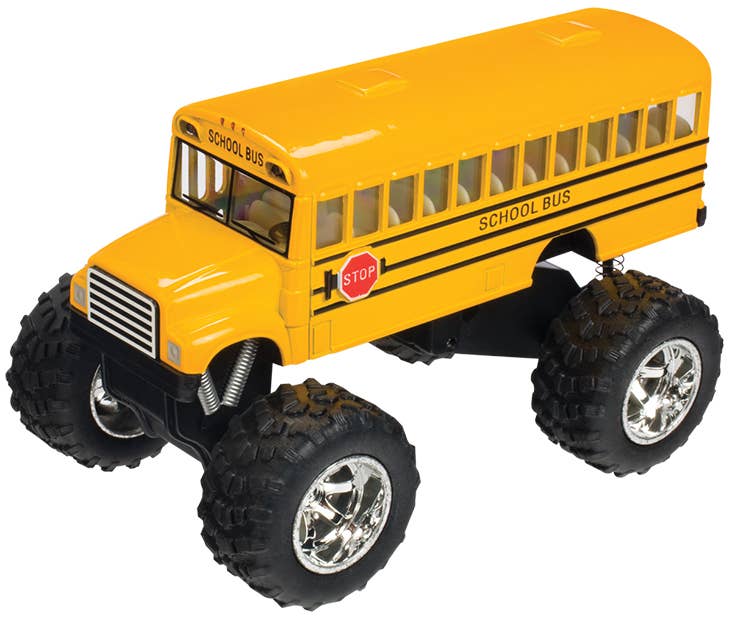 Monster School Bus, Pull Back Action, Die-Cast