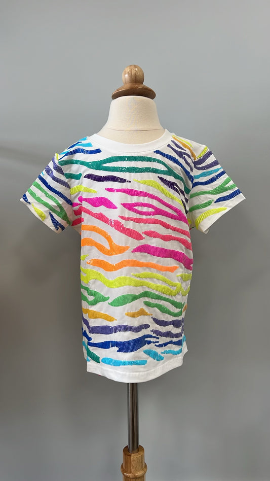 Queen of Sparkles Kids Rainbow Tiger Stripe Shirt