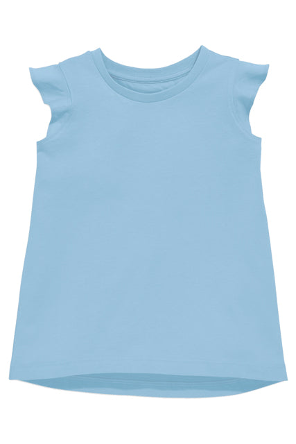 Ruffle Sleeve Shirt in Light Blue
