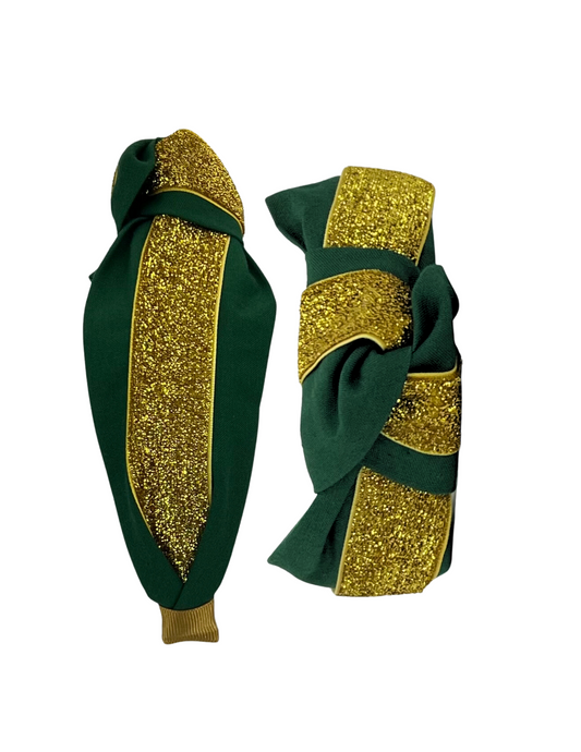 Green with Gold Ribbon Headband