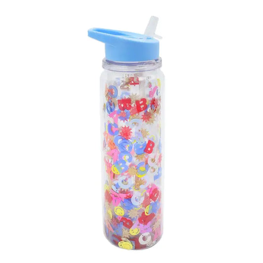 Confetti Water Bottle with Straw