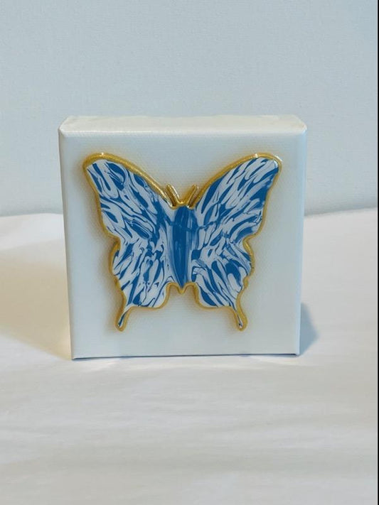 4x4 Canvas Blue/White Butterfly