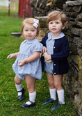 Load image into Gallery viewer, Little English Davant Bubble - Gray Blue Gingham
