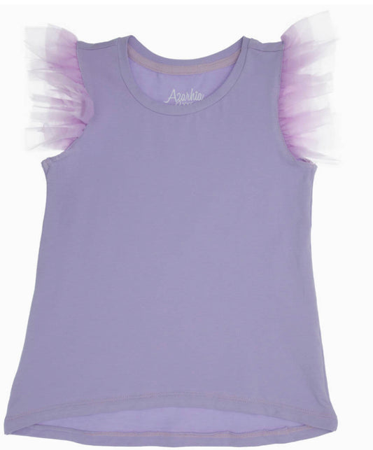 Tulle Ruffle Shirt in Lavender