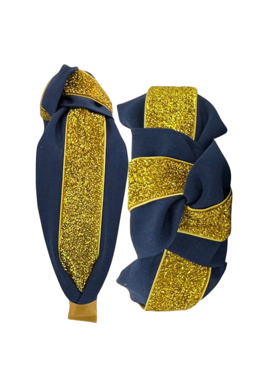 Navy with Gold Ribbon Headband