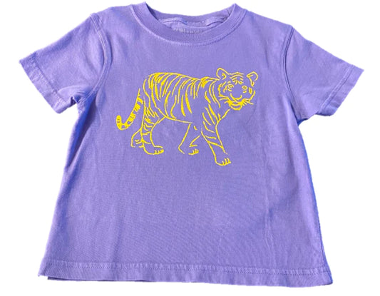 Short Sleeve Purple Standing Tiger T-Shirt