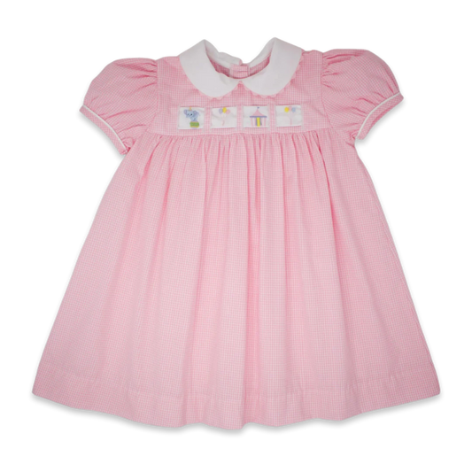 Ruth Ribbon Dress - Pink Minigingham