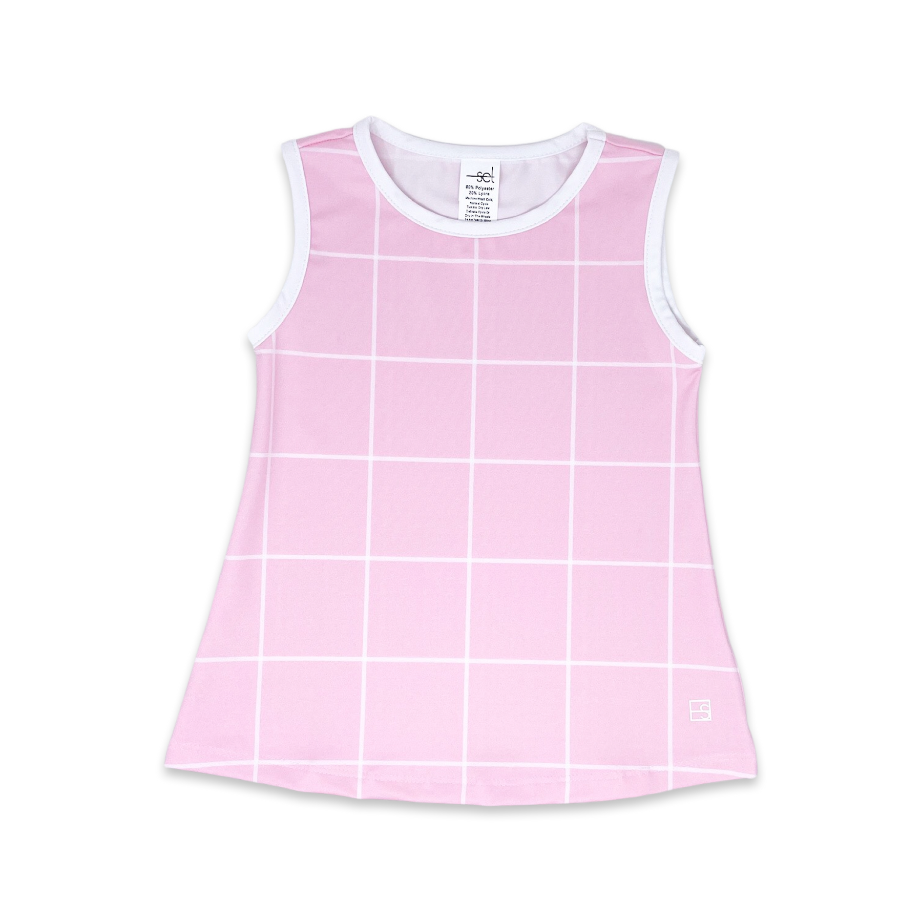 Set Athleisure Tori Tank - Pink Windowpane, Pure Coconut