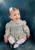 Load image into Gallery viewer, Little English Smocked Charlotte Bubble - Green Gables Floral
