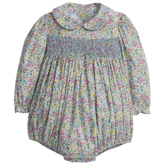 Little English Smocked Charlotte Bubble - Green Gables Floral