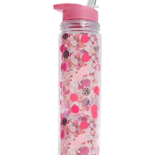 Confetti Water Bottle with Straw