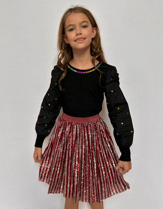 Candy Cane Sequin Striped Skirt (Candy-Cane-Sequin-Striped-Skirt)