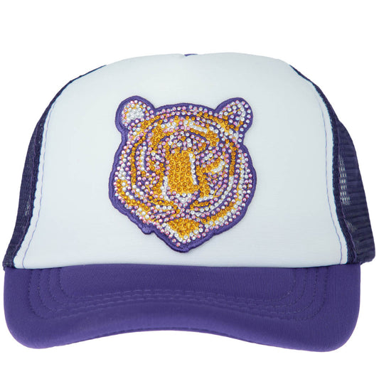 Rhinestone Purple Tiger Face hat