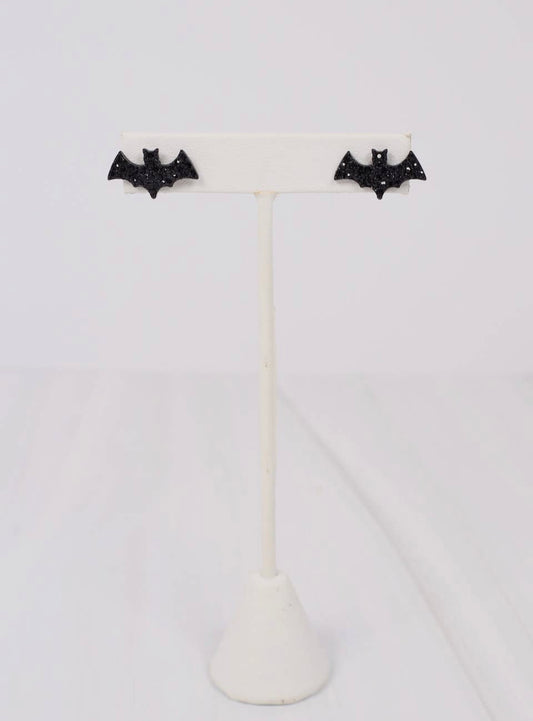 Bat Stud Earrings Black
