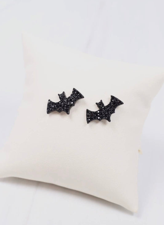 Bat Stud Earrings Black