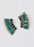Load image into Gallery viewer, Joanne Embellished Fan Earrings Green

