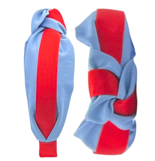 Light Blue with Red Ribbon Headband