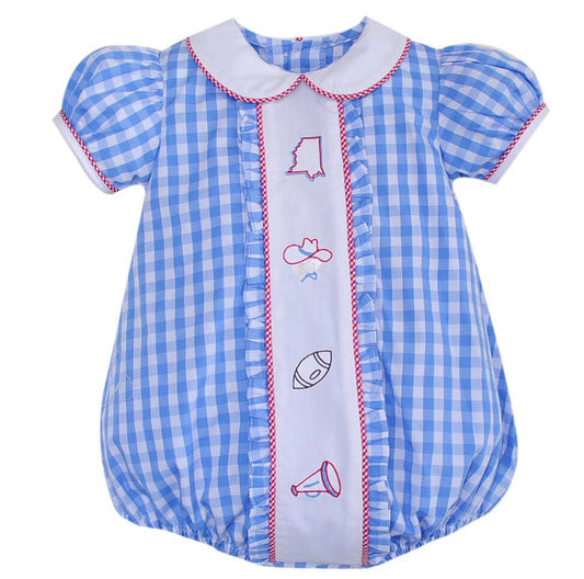 Ole Miss Embroidery Girl Bubble -Blue Gingham