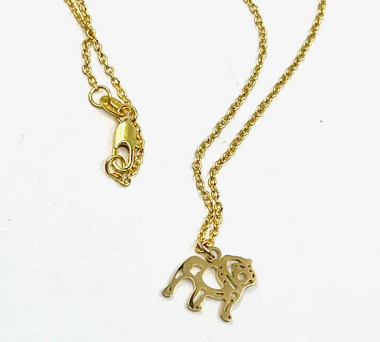 Bulldog Game Day Necklace, Bulldog Gift, Simple Gold Necklace