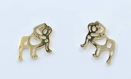 Adorable Bulldog Earrings-Gold Stainless Steel Bulldogs