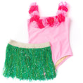Load image into Gallery viewer, Poppy Hula Girl w/ Fringe Skirt Girls One Piece Swimsuit 3-10
